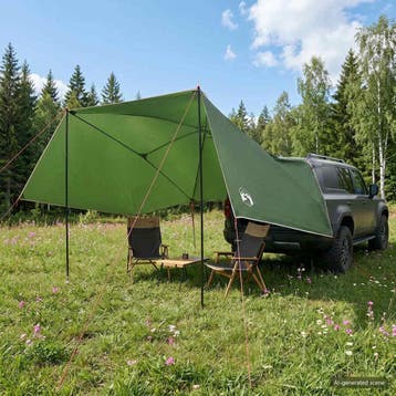 vidaXL Autotent 308 x 215 x 220 cm Groen Polyester en staal, Verzenden, Nieuw, Tot en met 2