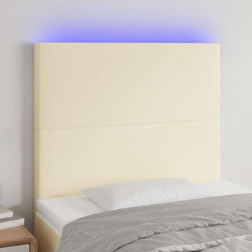 vidaXL Hoofdbord LED 100x5x118/128 cm kunstleer crèmekleurig, Verzenden, Nieuw, Crème, Overige materialen