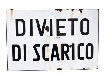 Verkeersbord Vintage Verboden te lozen – Geëmailleerd