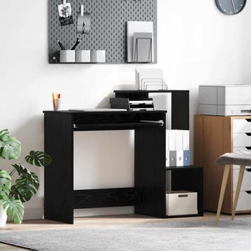 vidaXL Bureau Zwart Eiken 106 x 41 x 88.5 cm Bewerkt hout, Huis en Inrichting, Verzenden, Nieuw