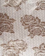 Jacquard Bloemen Circels Ecru/Goud, Nieuw
