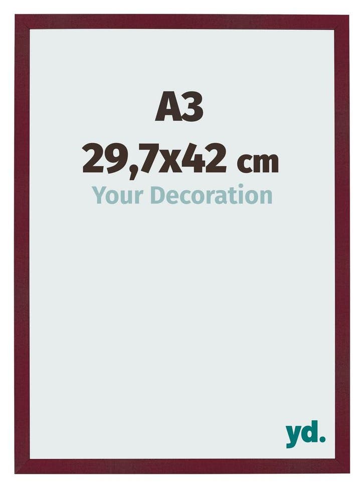 Fotolijst A3 - 29,7x42 cm - Wijnrood Geveegd - MDF - Bologna, Huis en Inrichting, Woonaccessoires | Lijsten, Nieuw, Verzenden