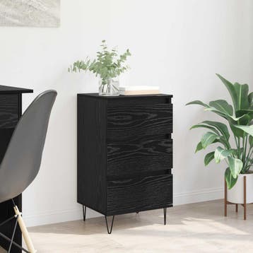 vidaXL Dressoir Zwart Eiken 40 x 35 x 70 cm Gemonteerd hout, Huis en Inrichting, Verzenden, Nieuw, Overige houtsoorten, Minder dan 50 cm