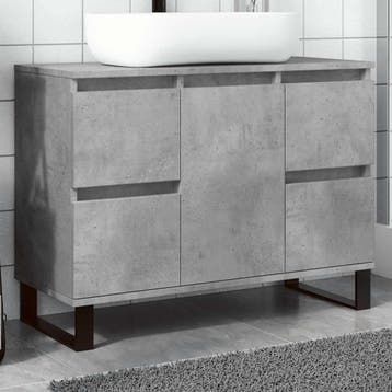 vidaXL Badkamerkast 80x33x60 cm bewerkt hout betongrijs, Huis en Inrichting, Badkamer | Badkamermeubels, Verzenden, Nieuw, (Half)hoge kast
