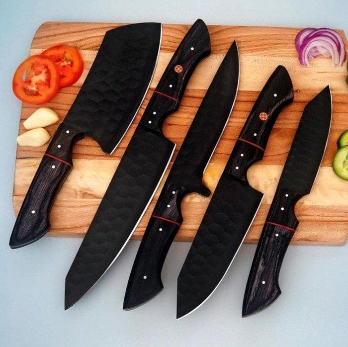 Keukenmes - Kitchen knife set - Staal, Hout - Spanje -, Antiek en Kunst, Antiek | Keukenbenodigdheden