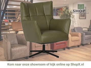 Leren draaifauteuil Lovely - Granada Moss (olijf/groen), Nieuw, Ophalen of Verzenden, 75 tot 100 cm, Eigentijds, Modern, Retro, Vintage