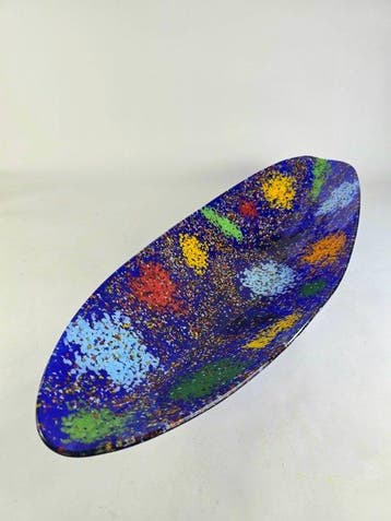 Tafelmiddenstuk - Muranoglas - Blauw centerstuk 65x23 cm, Antiek en Kunst, Antiek | Glas en Kristal