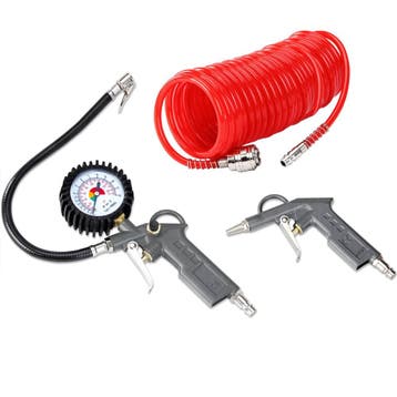 Perslucht Toebehoor Set van 3 Pistool Manometer Spiraalslang, Verzenden, Nieuw