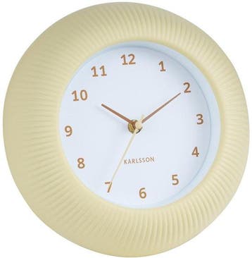 2dekans | Karlsson Wandklok Tender Rib - Zachtgeel - Ø25cm -, Ophalen of Verzenden, Zo goed als nieuw