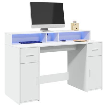 vidaXL Bureau met LED-verlichting 140x55x91 cm bewerkt hout, Huis en Inrichting, Verzenden, Nieuw
