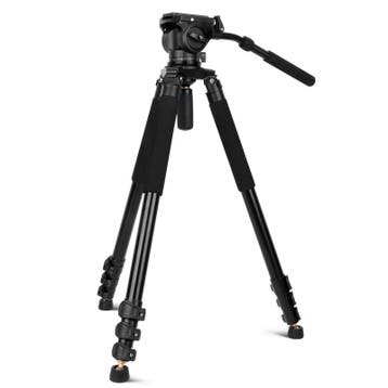 Aluminium Camera Statief type Q680 + Statiefkop, Nieuw