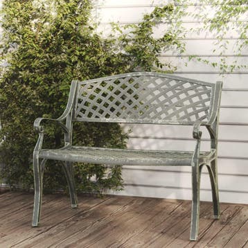 vidaXL Tuinbank 102 cm gietaluminium groen, Verzenden, Nieuw, Aluminium