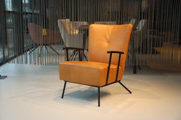 Cartel Living design bijzetfauteuil Sil in leer Gio Biscuit, Nieuw, 75 tot 100 cm, 50 tot 75 cm, Leer
