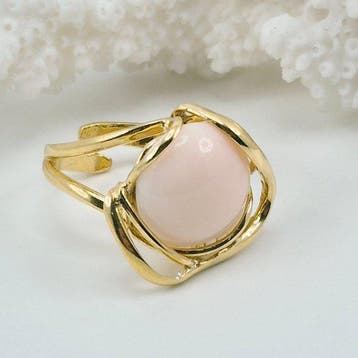 Koraal - Zilver, Verguld, Zonder voorbehoud - Ring - Roze, Antiek en Kunst