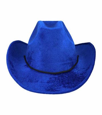 Cowboyhoed - Western Hoed - Velvet - One Size - Blauw, Nieuw