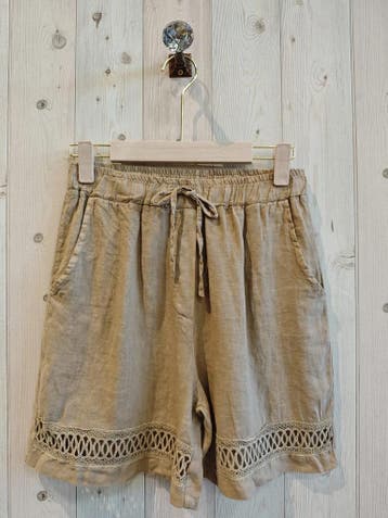 Leuek 100% linnen korte broek - bermuda - met broderie en, Kleding | Dames, Tops, Nieuw