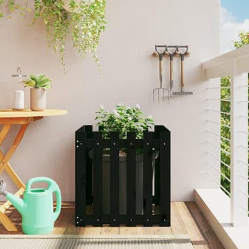 vidaXL Plantenbak met hekontwerp 60x60x60 cm massief, Tuin en Terras, Bloembakken en Plantenbakken, Verzenden, Nieuw, 60 tot 100 cm