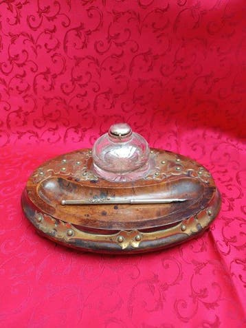 Bureauset (2) - Hout, Glas, Messing, Zilver, Nieuw