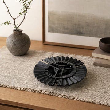 Nanbu Tekki Cast Iron Fan-Shaped Bowl — Showa Era -