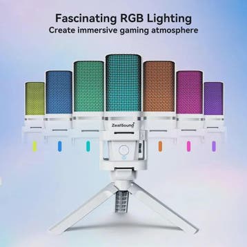 Zealsound RGB USB Condensator Microfoon met Verstelbare Arm, Muziek en Instrumenten, Microfoons, Verzenden, Nieuw