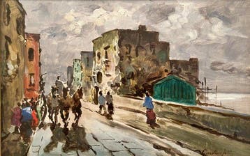 Felice Giordano (1880-1964) - Lungomare a Napoli