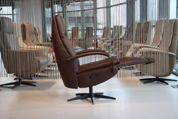Gealux relaxfauteuil Twinz 6021 Leer Brown 3 motoren + accu, Ophalen of Verzenden, Nieuw, Leer, Design, modern