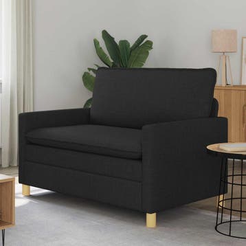 vidaXL Bank 2-zits Zwart 126 x 81 x 87,5 cm Stof, Huis en Inrichting, Verzenden, Minder dan 150 cm, Stof, Nieuw