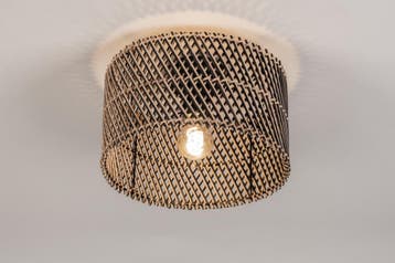 Rietveld Plafondlampen - Zwart, Naturel - Rotan, Verzenden, Nieuw