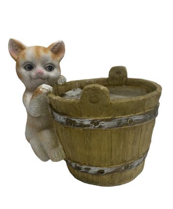 Bloempot Kat 19 x 18 cm - Beige/Grijs, Ophalen of Verzenden, Nieuw