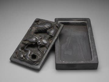 Antique Japanese Scholarly Shodo Inkstone with Lid -