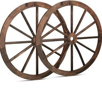 Set van 2 Houten Wagenwiel Decoratie Western Cowboy Wanddeco, Verzenden, Nieuw