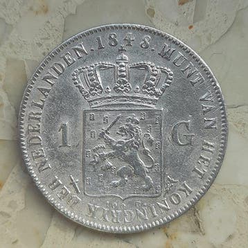 Nederland. Willem II. 1 Gulden 1848 (Zonder minimumprijs)