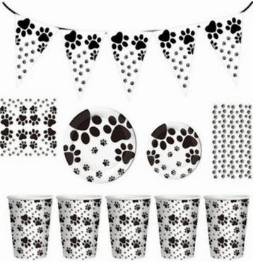 Black and White Dogs party set XL 86 delig, Verzenden, Nieuw