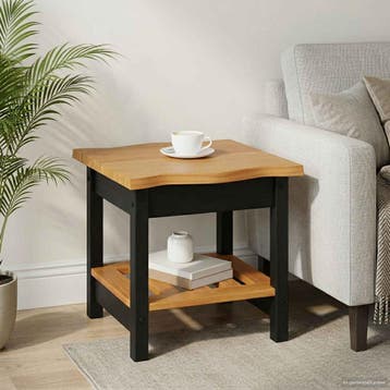 vidaXL Bijzettafel EKAI Zwart 50 x 50 x 45,5 cm Massief, Verzenden, Nieuw