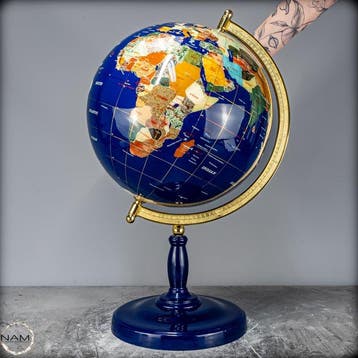 Exclusieve globe van lapis lazuli en edelstenen –, Verzamelen, Mineralen en Fossielen
