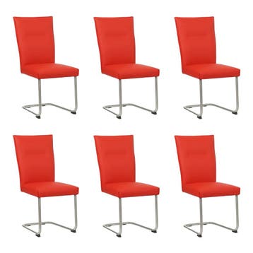 Set van 6 Leren eetkamerstoelen Retro - Toledo Ferrari, Ophalen of Verzenden, Nieuw, Leer, Vijf, Zes of meer stoelen