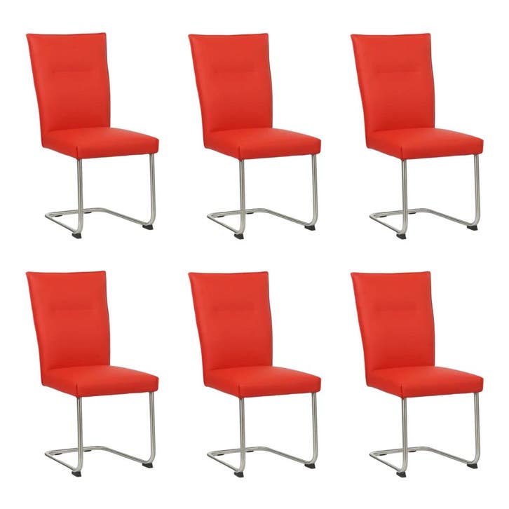 Set van 6 Leren eetkamerstoelen Retro - Toledo Ferrari, Huis en Inrichting, Stoelen, Vijf, Zes of meer stoelen, Nieuw, Leer, Ophalen of Verzenden