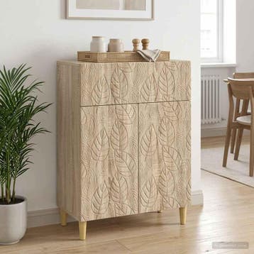 vidaXL Dressoir Sonoma Eiken 66 x 34,5 x 90 cm Bewerkt hout, Verzenden, Nieuw, Overige houtsoorten, Minder dan 50 cm