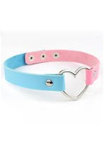Choker Roze Blauw Hartje Pu Leer Collar Ketting Hart Halsban, Kunststof, Verstelbaar, Nieuw, Ophalen of Verzenden