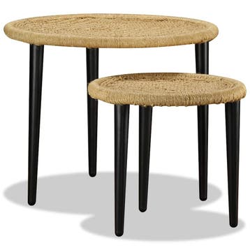 vidaXL 2-delige Salontafelset natuurlijk jute, Verzenden, Nieuw, Overige materialen, 50 tot 100 cm