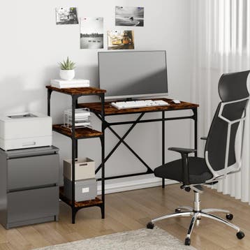 vidaXL Bureau 105x50x90 cm bewerkt hout en ijzer gerookt, Huis en Inrichting, Bureaus, Verzenden, Nieuw