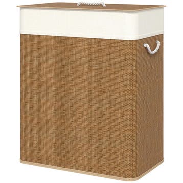 TRUUSK Bamboe Wasmand 100 L Met Deksel - Touwhandvatten - Ui, Huis en Inrichting, Emmers, Verzenden, Nieuw