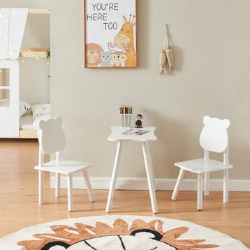 Kindertafel met 2 kinderstoelen Panjang wit [en.casa], Verzenden, Nieuw