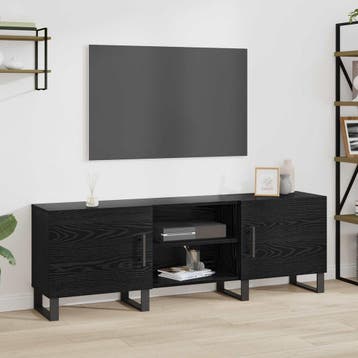 vidaXL TV-kast 150 x 30 x 50 cm Zwart Eiken Bewerkt hout, Minder dan 50 cm, Verzenden, Nieuw, Minder dan 100 cm