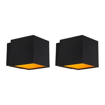 Set van 2 design wandlampen zwart/goud incl. LED - Caja, Verzenden, Nieuw