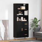 vidaXL buffetkast Zwart Eiken 69,5 x 32,5 x 180 cm Bewerkt, Minder dan 50 cm, Verzenden, Nieuw, Minder dan 100 cm