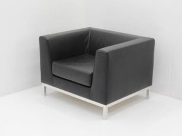 Fauteuil Luxy Cube - kunstleder zwart - 4-poot chroom, Werkplek, Ophalen of Verzenden, Gebruikt, Overige typen