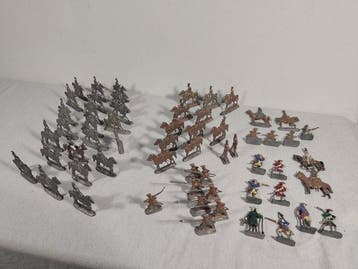 Tinnen soldaat - unbemalte Reiter plus Extras (40) - Tin, Nieuw