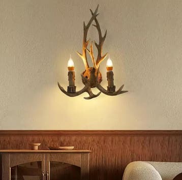 Retro Gewei Wandlamp – Vintage Herten Gewei LED Plafondlamp, Verzenden, Nieuw