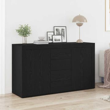 vidaXL Dressoir Zwart Eiken 120 x 36 x 69 cm Bewerkt hout, Huis en Inrichting, Kasten | Dressoirs, Verzenden, Nieuw, Overige houtsoorten